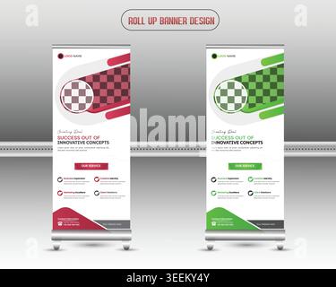 Modern roll up banner template design with clean layout Stock Vector