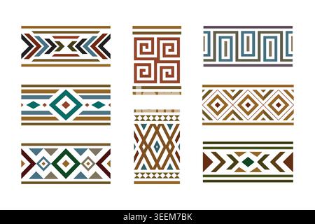 Pattern inspired by ancient tribal art for modern decorative borders Stock Vector