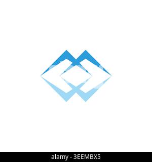 letter m mountain lake shadow logo vector Stock Vector