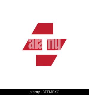 letter st simple stripes wall brick red logo vector Stock Vector