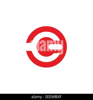 letter c power cable red simple geometric circle logo icon vector Stock Vector