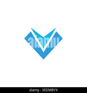 letter v blue diamond simple geometric logo vector Stock Vector