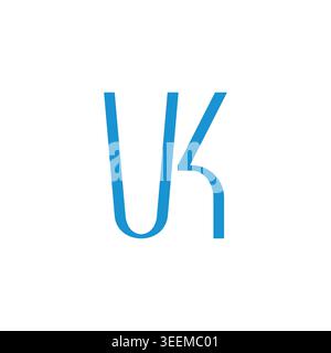 letter vk curves linked blue simple logo vector Stock Vector