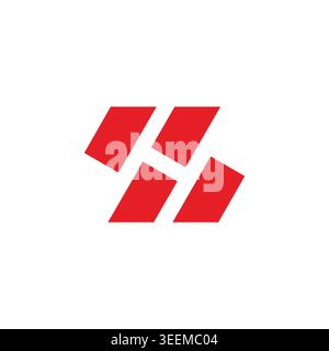 letter h s stripes red motion geometric logo vector Stock Vector