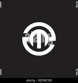letter zm 2m monogram round stripes logo vector Stock Vector