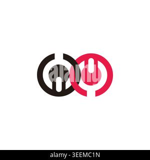 power button linked circles geometric logo vector Stock Vector