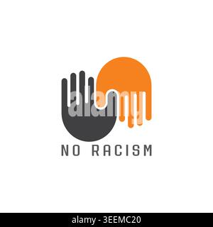 linked black yellow hand no racism simple peace symbol vector Stock Vector
