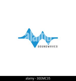 blue sound waves simple curves logo vector Stock Vector
