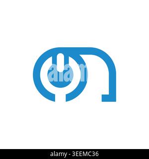 letter on power button symbol icon vector Stock Vector