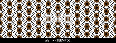 horizontal seamless brown eyes design for pattern and background. Stock Vector