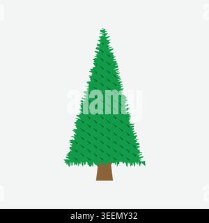 Christmas Tree Vector Flat Decorated Holiday Celebration Illustration Stock Vector