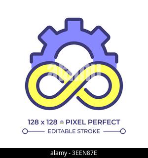 Devops infinity pixel perfect line color icon Stock Vector
