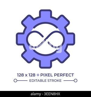 Infinite automation pixel perfect line color icon Stock Vector