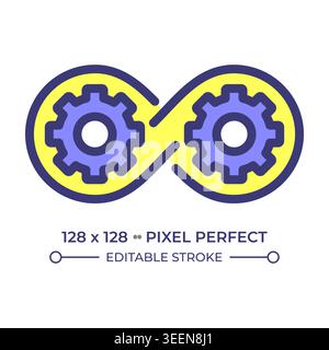 Devops pixel perfect line color icon Stock Vector