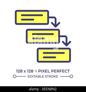 Waterfall methodology pixel perfect line color icon Stock Vector