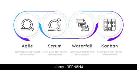 Continuous process blue gradient infographic 4 steps Stock Vector