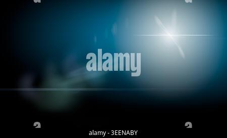 sharp blue cyan optical lens flare diagonal streak overlay. bright glowing beam ray element isolated on black background. modern tech style light effe Stock Photo