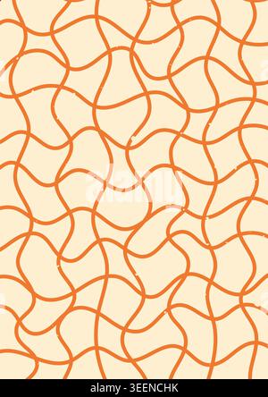Groovy psychedelic poster with crossing orange lines. Stock Vector