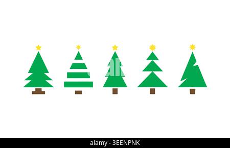 Christmas Trees Vector Set Colorful Holiday Decoration Tree Illustration Stock Vector