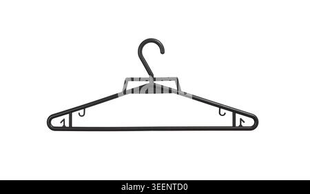 Black plastic hanger, empty hook for hanging clothing isolated on white background Stock Photo