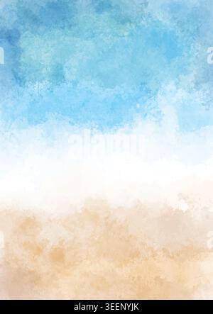 Minimal hand painted watercolour beach themed background design Stock Vector