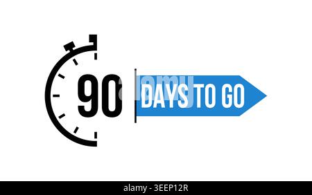 90 Days Blue Countdown Timer Icon Vector Illustration Stock Vector