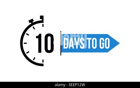 10 Days Blue Countdown Timer Icon Vector Illustration Stock Vector