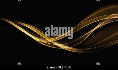 Abstract shiny color gold wave luxury background Stock Vector