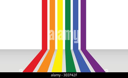 Minimalist abstract background with bold LGBTQ color  perspective lines creating a modern geometric space effect Stock Vector
