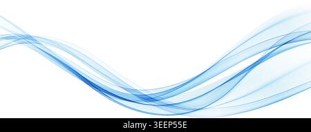 Abstract vector background, transparent waved lines for brochure, website, flyer design. Blue smoke wave. Stock Vector