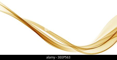 Soft Gold Smoke Gradient Transparent Wave Background. Colorful Flowing Wavy Lines isolated on white background. Stock Vector