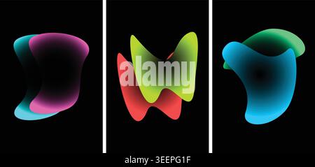 Vibrant abstract shapes in purple, green, red, and blue Stock Vector