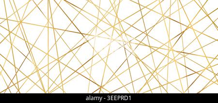 Modern abstract pattern with straight golden lines creating seamless geometric background texture vector illustration. Stock Vector