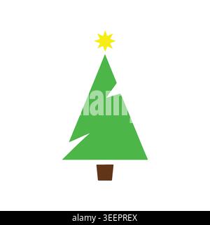 Christmas Tree Vector Icon Colorful Flat Holiday Decoration Tree Sticker Illustration Stock Vector