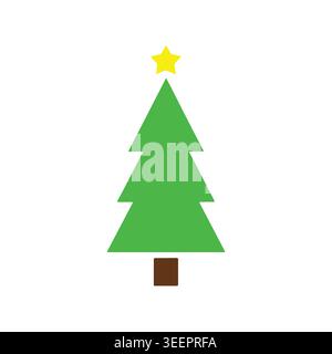 Christmas Tree Vector Icon Colorful Flat Holiday Decoration Tree Sticker Illustration Stock Vector