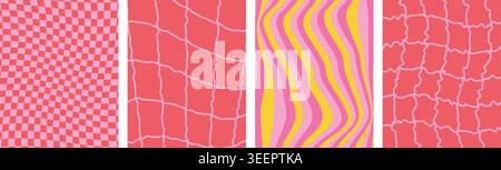 Pink wavy checkered abstract background pattern for creative digital graphic design projects and modern trendy vector illustration templates Stock Vector