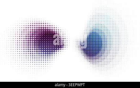 Blue purple dense dark abstract halftone blurred dot pattern vector illustration bundle modern business set collection graphic quality Stock Vector
