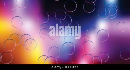 Magical colorful floating bubble circle abstract gradient background with fluid purple pink and blue vector illustration Stock Vector