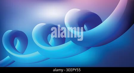 Blue three dimensional spiral wave fluid gradient abstract background smooth modern digital graphic web design template Stock Vector