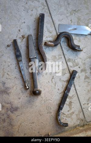 Lons-le-Saunier (central-eastern France), April 5, 2025: craftspersons (artisans) from various fields showcase their skills through demonstrations at Stock Photo