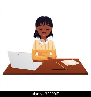 Flat vector illustration isolated on white background about psychological health at work Stock Vector