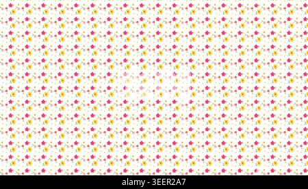 Beautiful vintage seamless floral pattern set featuring tiny delicate yellow and red flowers on light background vector graphic illustration Stock Vector