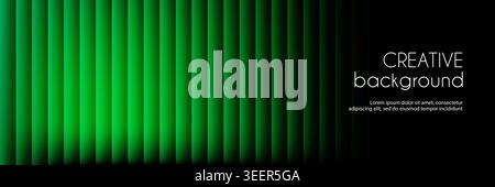 Green gradient striped glass abstract banner template. Creative vector long background for business presentations, web header design Stock Vector