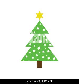 Christmas Tree Vector Icon Colorful Flat Holiday Decoration Tree Sticker Illustration Stock Vector