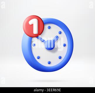 3d clock with notification badge Stock Vector