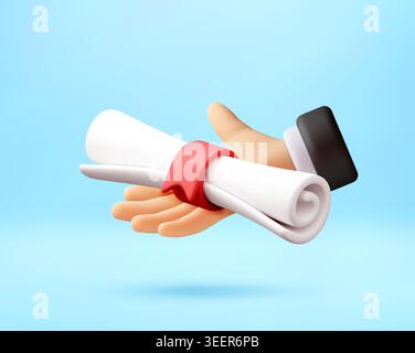 hand holding graduation certificate roll Stock Vector Image & Art - Alamy