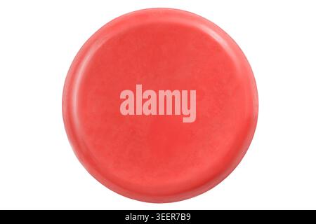 Red ceramic plate isolated on white background Stock Photo