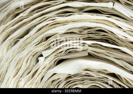 Soft texture of many layers of paper roll Stock Photo