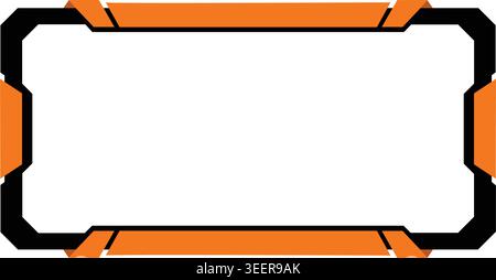 Orange and black futuristic gaming stream camera overlay frame border design for modern online video broadcast Stock Vector