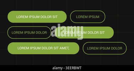 Modern green dark ui tag cloud buttons set rounded pill shape keyword label web interface bundle Stock Vector